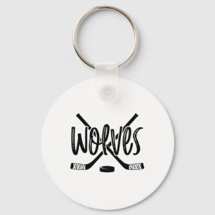 Wolves Hockey Team Mascot School Spirit Game Night Keychain