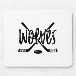 Wolves Hockey Team Mascot School Spirit Game Night Mouse Pad