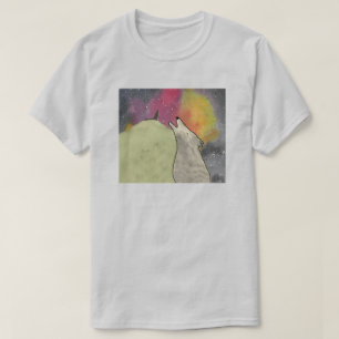 Wolves Howling Against a Galaxy Sky T-Shirt