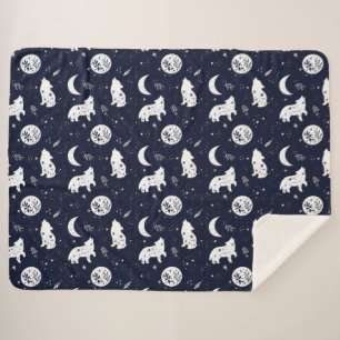 Wolves Howling at the Moon Sherpa Blanket