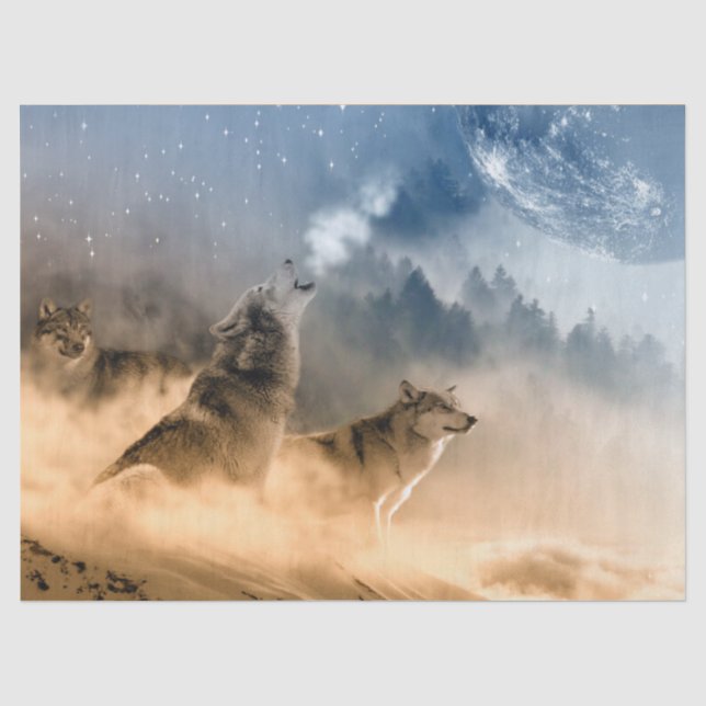 Wolves Howling at the Moon Tissue Paper (Front)