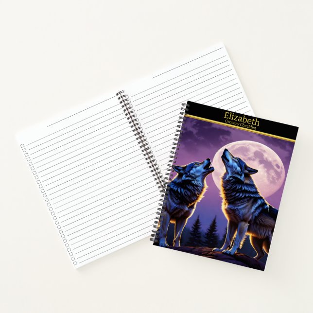 Wolves howling at the moonlit sky notebook (Inside)