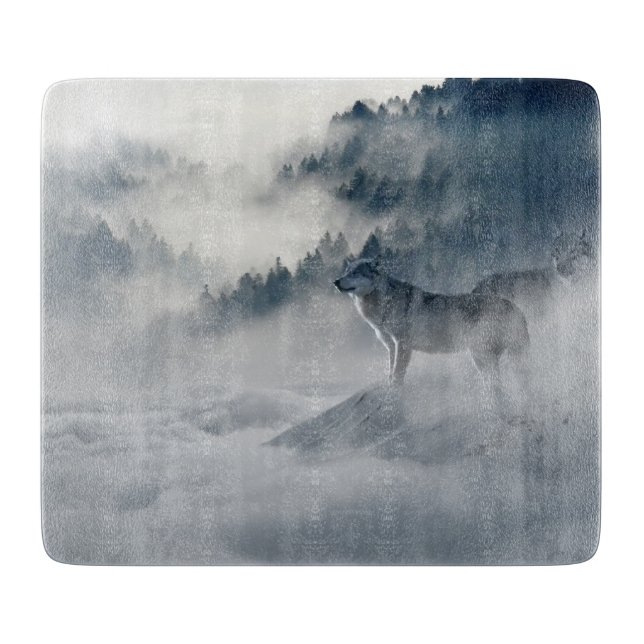 Wolves in a Winter Landscape Cutting Board (Front)