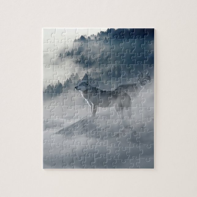 Wolves in a Winter Landscape Jigsaw Puzzle (Vertical)
