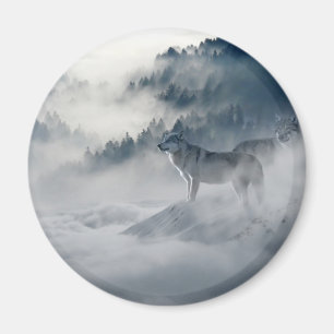 Wolves in a Winter Landscape Magnet