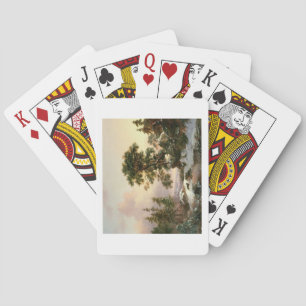 Wolves in a Winter Landscape (oil on panel) Playing Cards