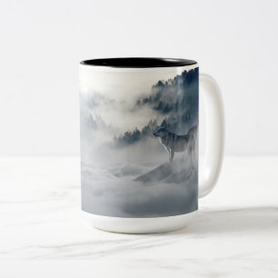 Wolves in a Winter Landscape Two-Tone Coffee Mug
