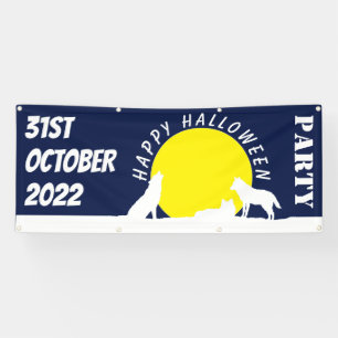 Wolves in Moonlight, Happy Halloween Banner