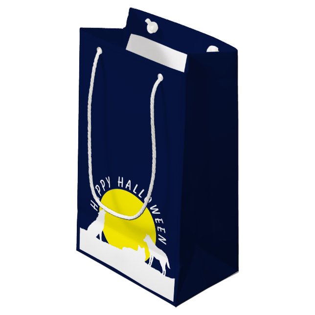 Wolves in Moonlight, Happy Halloween Small Gift Ba Small Gift Bag (Front Angled)