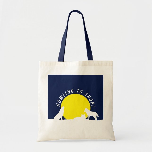 Wolves in Moonlight, Howling to Shop! Tote Bag (Front)
