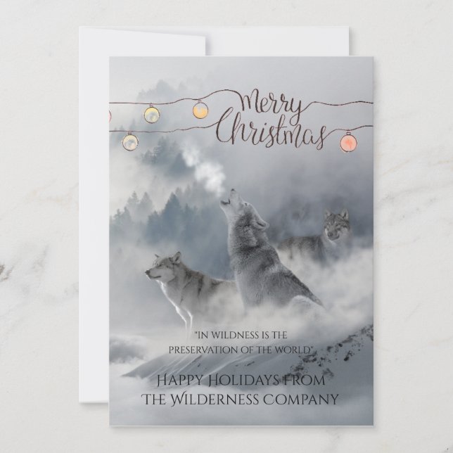 Wolves In Snow Christmas Holiday Business Greeting (Front)