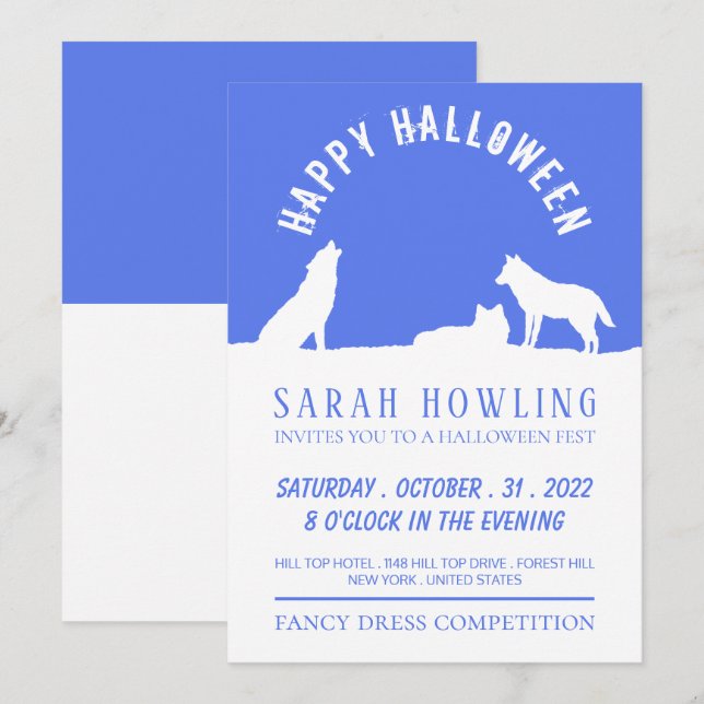 Wolves in Snow, Halloween Party Invitation (Front/Back)