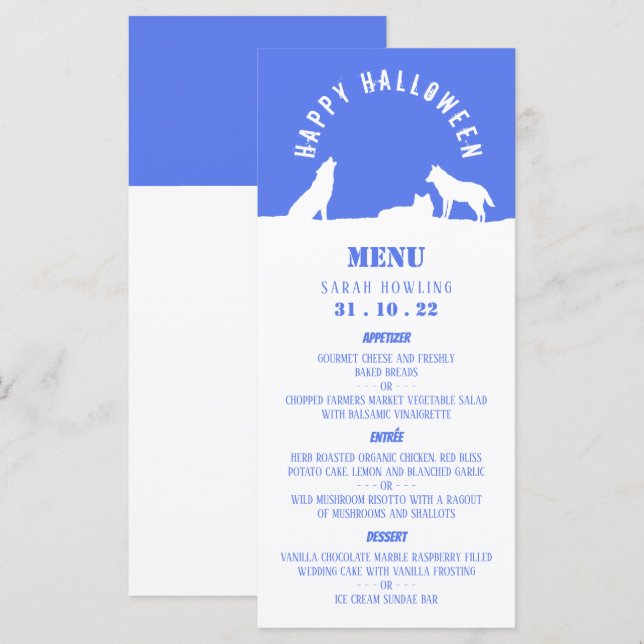Wolves in Snow, Happy Halloween Menu (Front/Back)