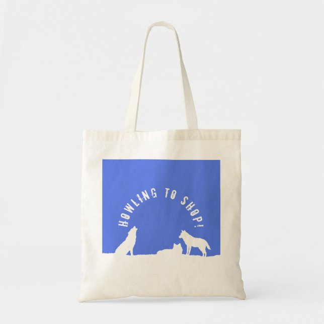 Wolves in Snow, Howling to Shop! Tote Bag (Front)