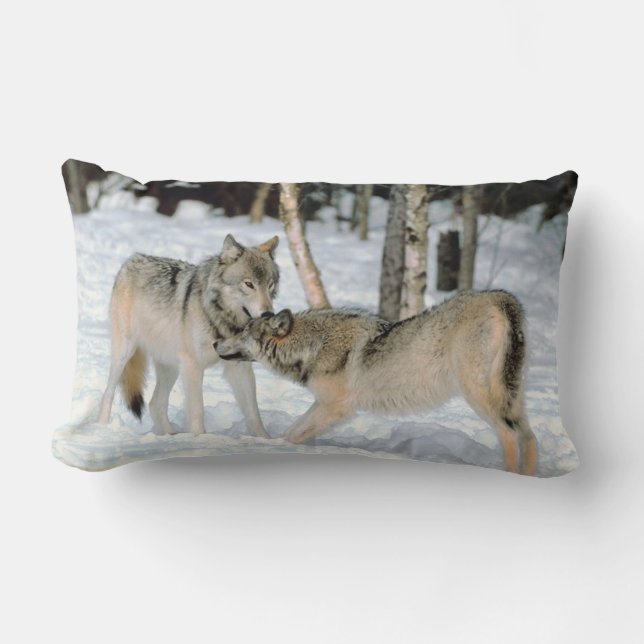 Wolves  In Snow Lumbar   Pillow (Front)