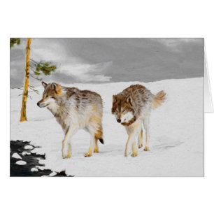 Wolves in Snow Painting - Original Wildlife Art