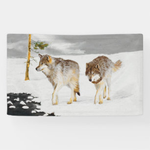 Wolves in Snow Painting - Original Wildlife Art Banner