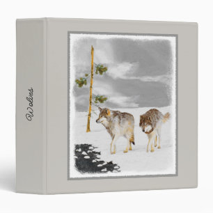 Wolves in Snow Painting - Original Wildlife Art Binder