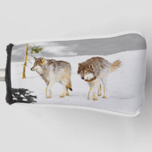 Wolves in Snow Painting - Original Wildlife Art Golf Head Cover