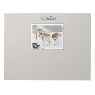 Wolves in Snow Painting - Original Wildlife Art Notepad