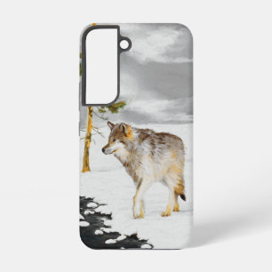 Wolves in Snow Painting - Original Wildlife Art Samsung Galaxy Case