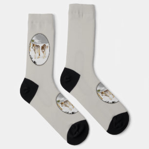 Wolves in Snow Painting - Original Wildlife Art Socks