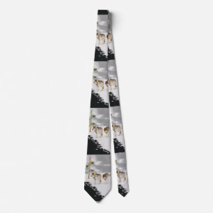 Wolves in Snow Painting - Original Wildlife Art Tie