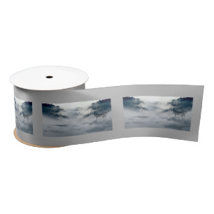 Wolves in Snowy Winter Landscape Satin Ribbon
