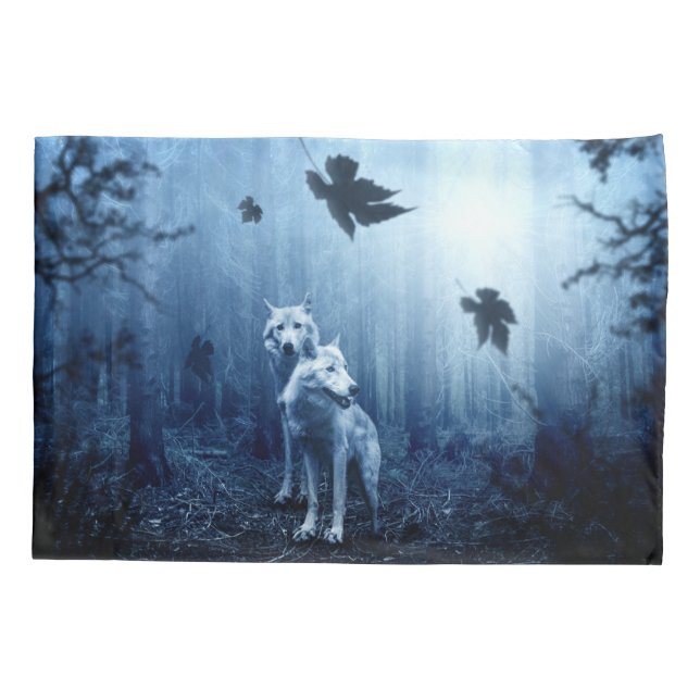 Wolves in the Forest at Dawn Pillowcase (Back)