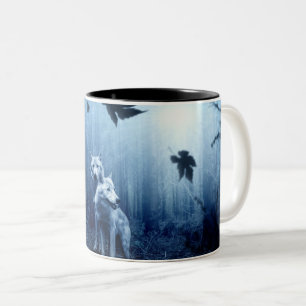 Wolves in the Forest at Dawn Two-Tone Coffee Mug