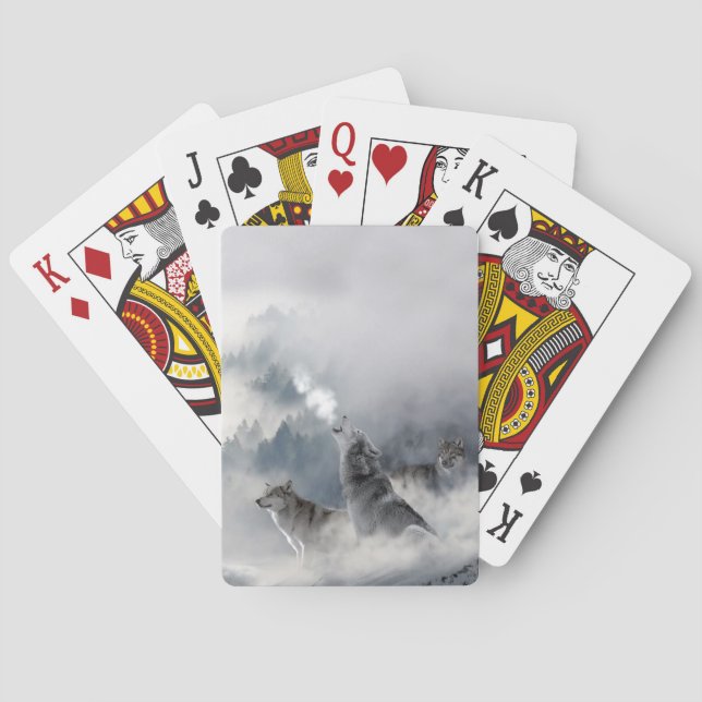Wolves in Winter Snow Playing Cards (Back)