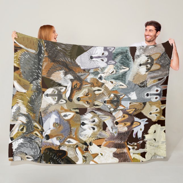 Wolves of the World puzzle Fleece Blanket (In Situ)