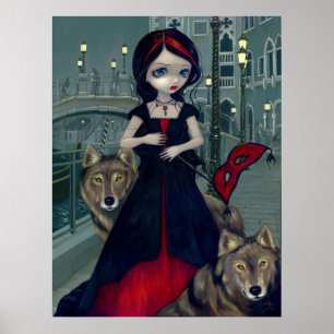 Wolves of Venice gothic wolf Art Print