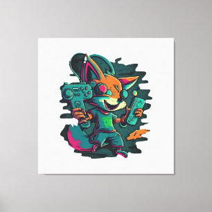 Wolves play games canvas print