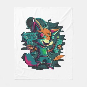 Wolves play games fleece blanket