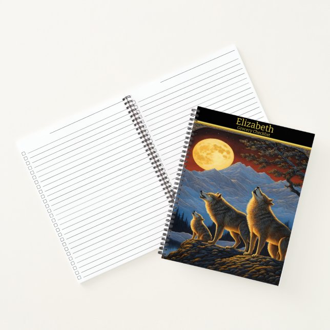 Wolves serenade the moonlit night notebook (Inside)