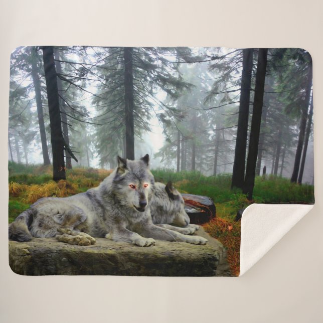 Wolves Sherpa Blanket (Front (Horizontal))