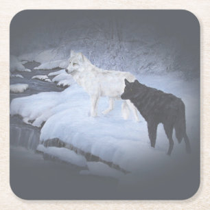 Wolves Square Paper Coaster
