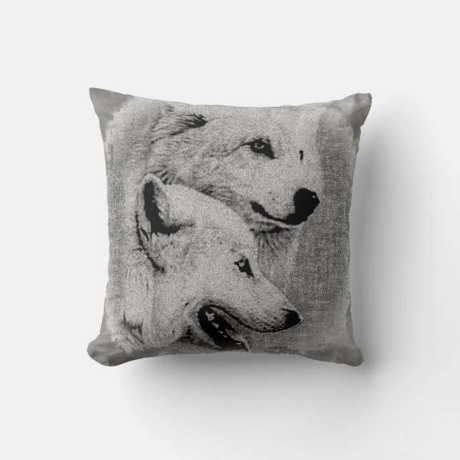 Wolves Throw Pillow (Front)