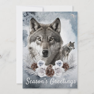 Wolves Watercolor Winter Christmas Holiday Card