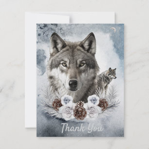 Wolves Watercolor Winter Thank You Card