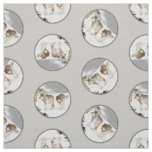 Wolves Winter Snow Painting Original Wildlife Art Fabric