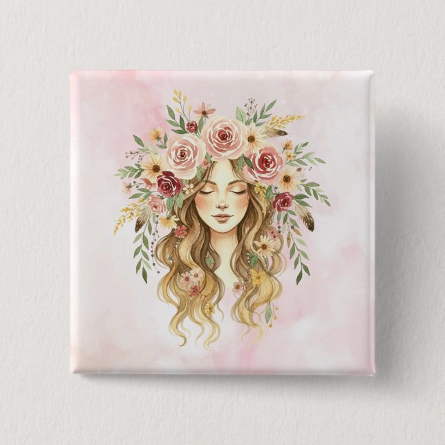 Woman 2 Inch Square Button (Front)