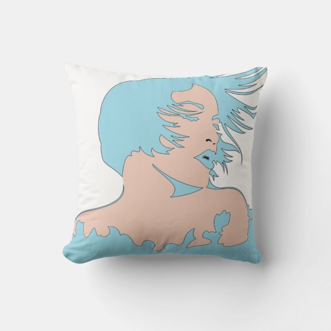 Woman 2 Sided Light Blue / Acqua Pillow (Front)