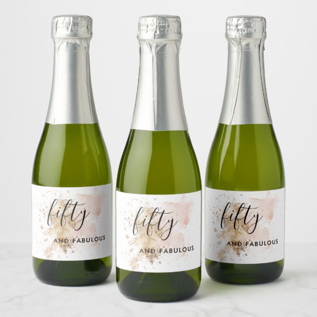 Woman 50 And Fabulous 50th Birthday  Sparkling Wine Label (Bottles)
