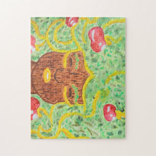 Woman an apple tree with golden curls  jigsaw puzzle