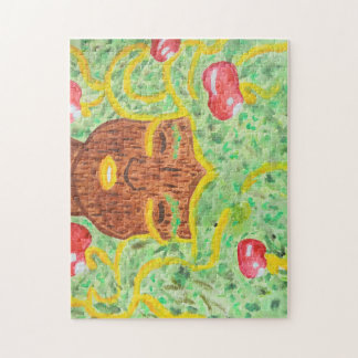 Woman an apple tree with golden curls jigsaw puzzle