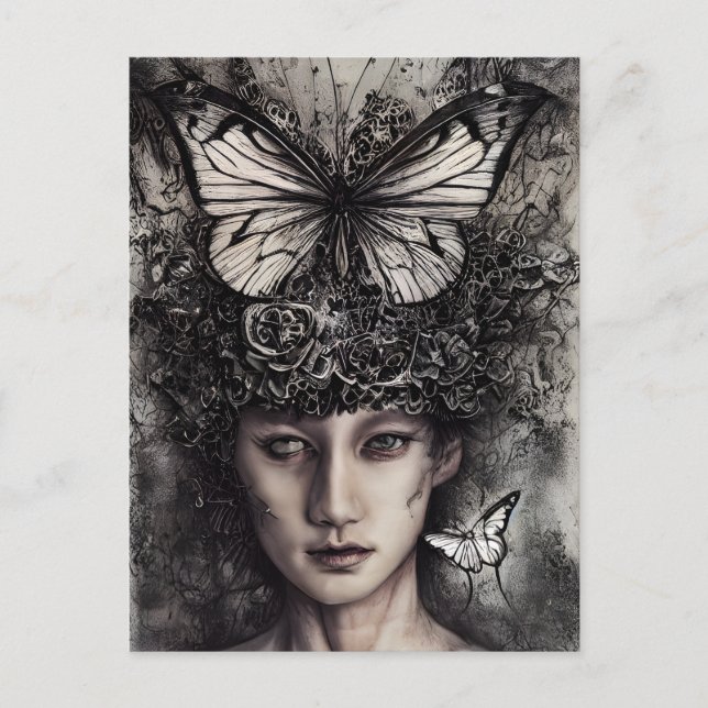 Woman and Butterflies Postcard (Front)