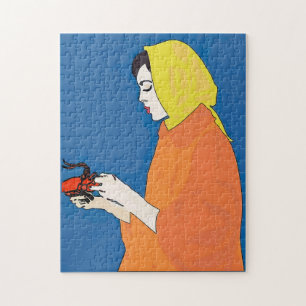 Woman and Crawfish Jigsaw Puzzle