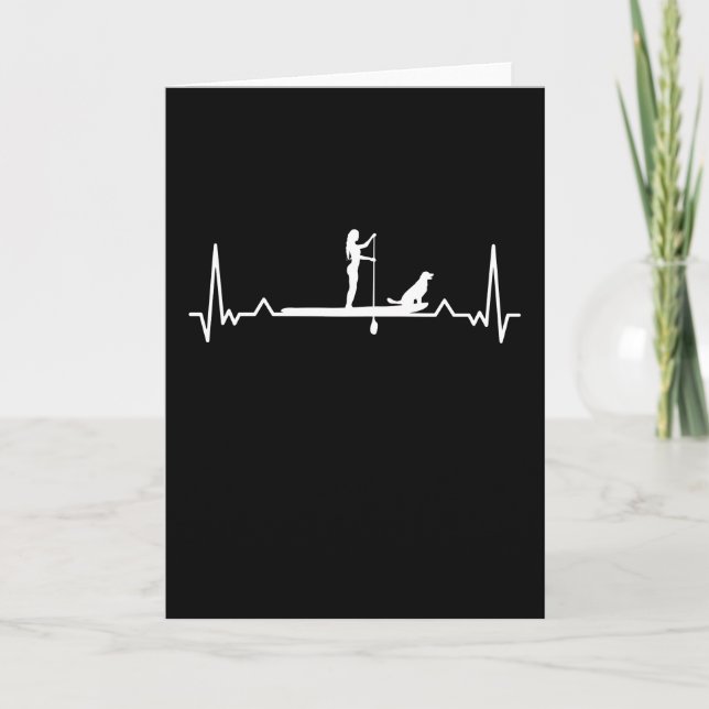 Woman and Dog Paddleboarding Heartbeat Card (Front)